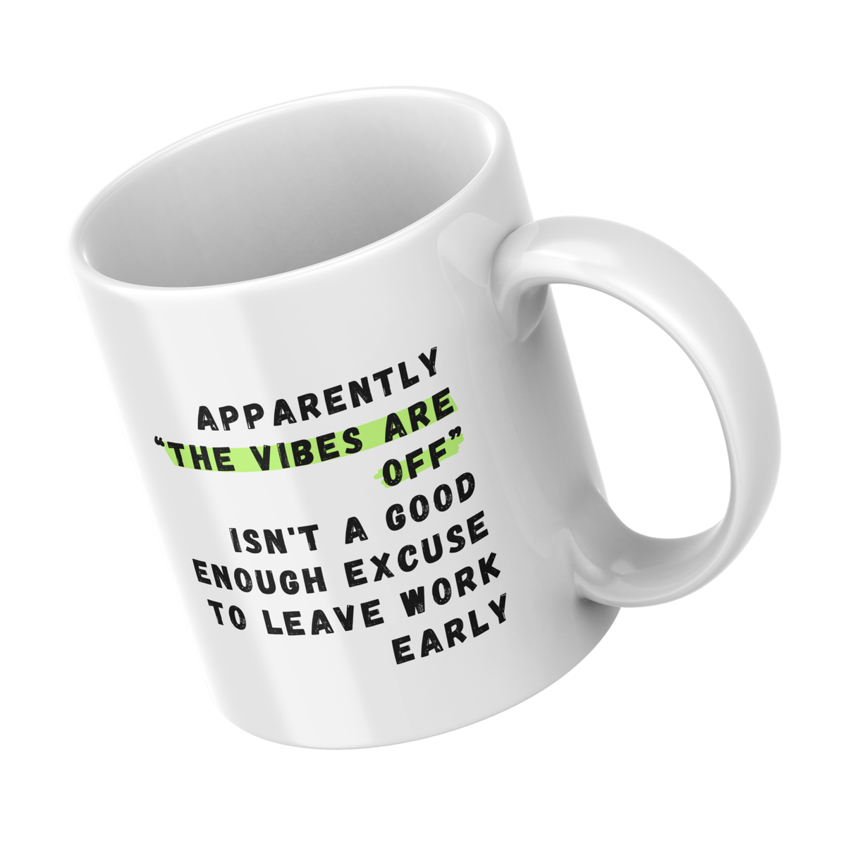 The Vibes Are Off Work Mug – angled view