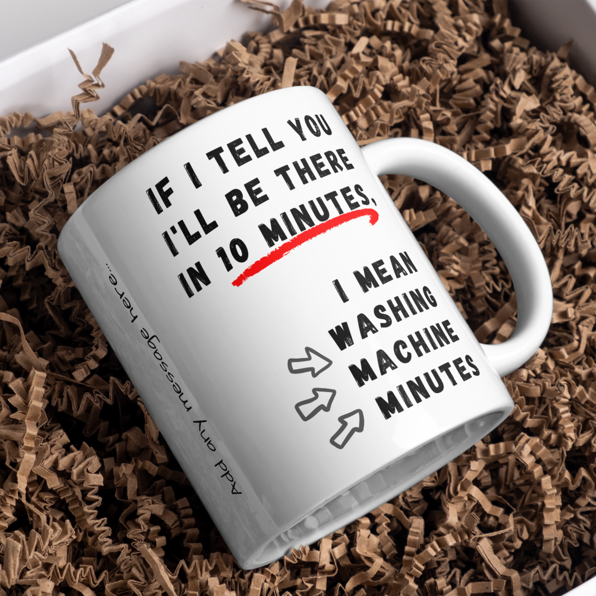 Washing Machine Minutes Mug – gift presentation on paper packing