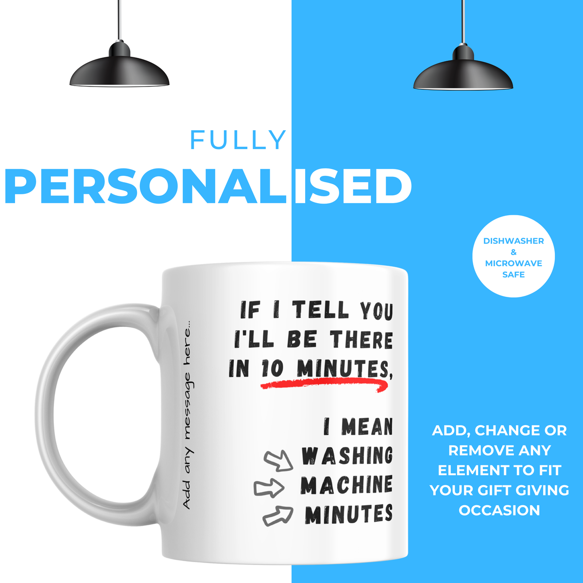 Washing Machine Minutes Mug – personalisation information