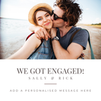 We Got Engaged Photo Mug – flat artwork with example photo