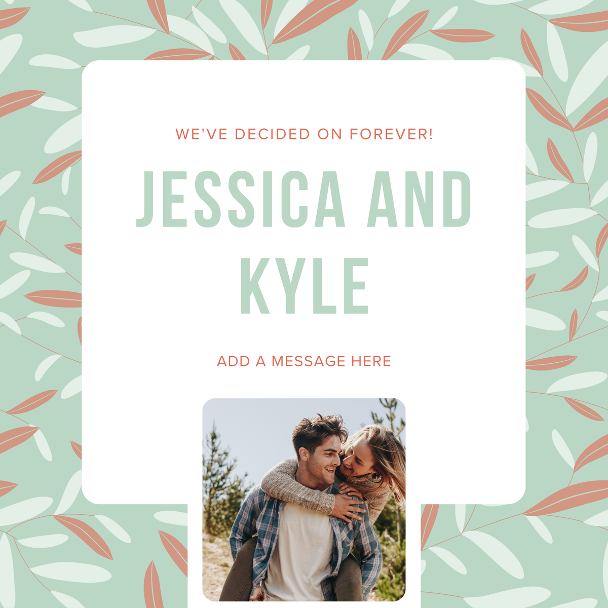 We’ve Decided on Forever Photo Engagement Mug – flat artwork with example photo