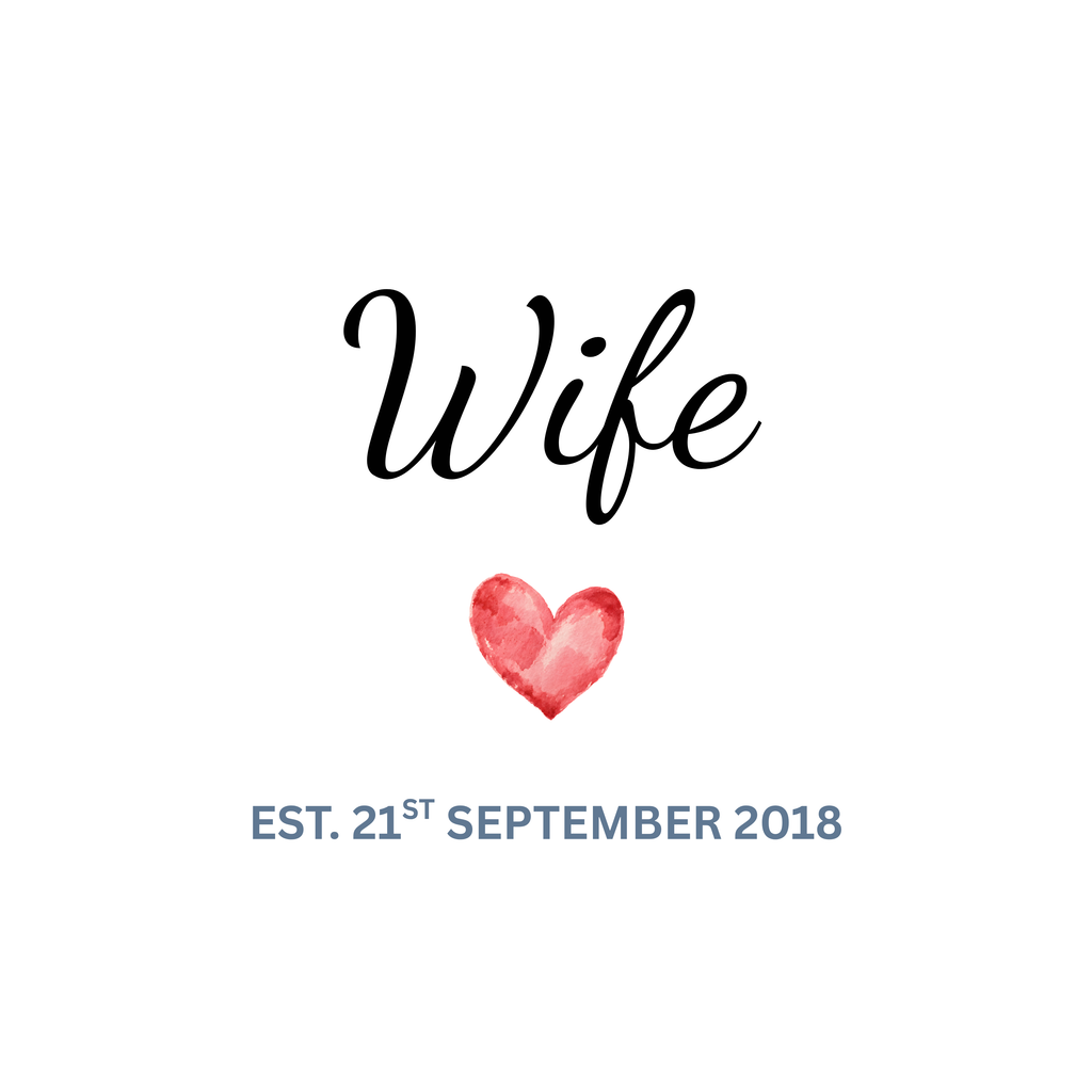 Wife Heart and Wedding Date Anniversary Mug – original flat artwork