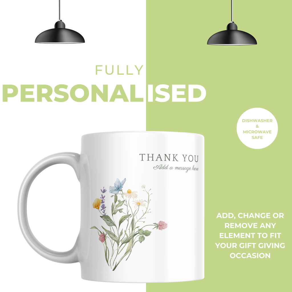 Wildflower Thank You Mug – personalisation information