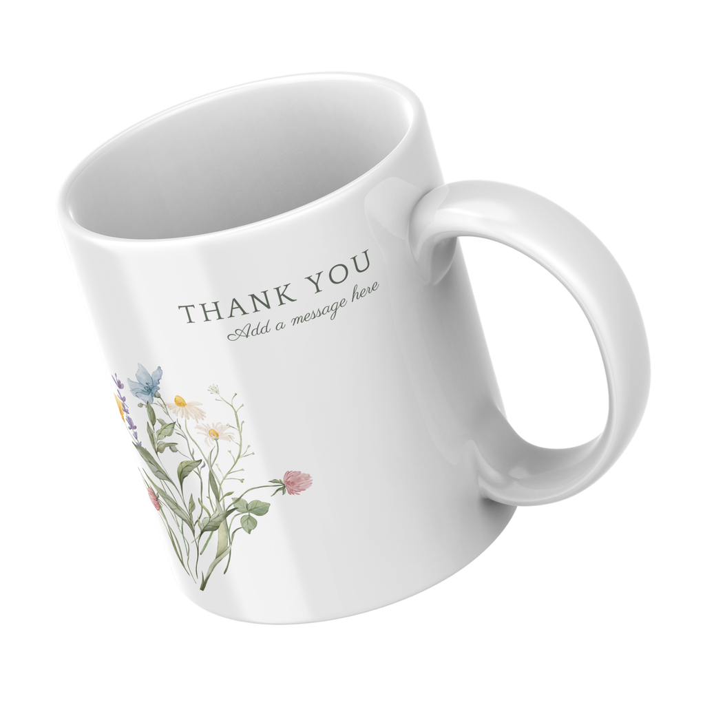 Wildflower Thank You Mug – angled view