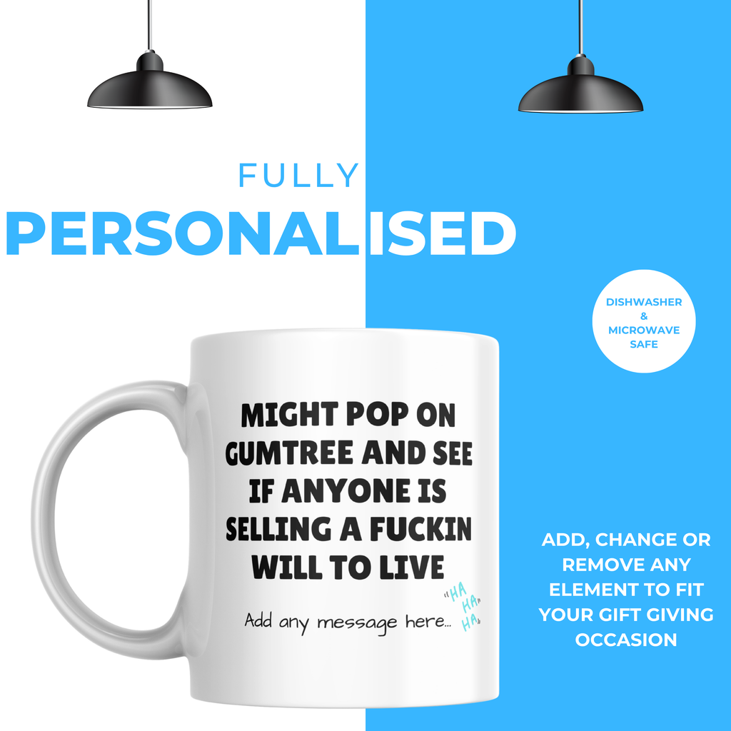 Will to Live Marketplace Mug – personalisation information