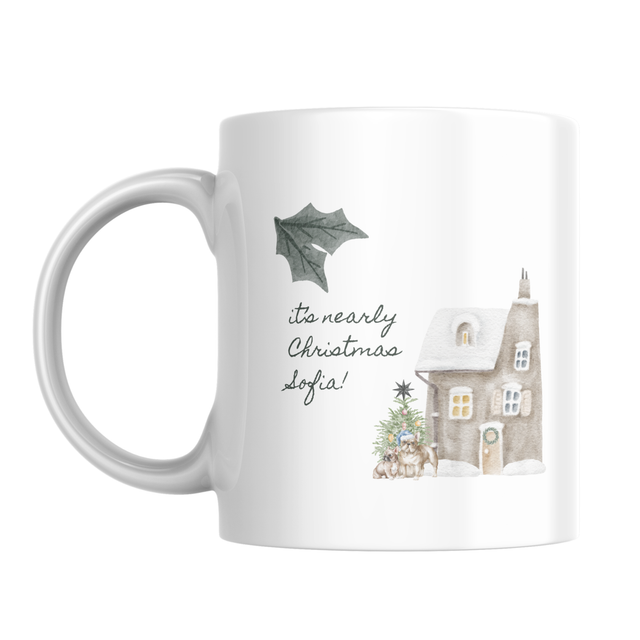 Winter Cottage Name Christmas Mug – Personalised Gift
