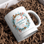 Winter Wreath Name Christmas Mug – gift presentation on paper packing