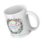 Winter Wreath Name Christmas Mug – angled view