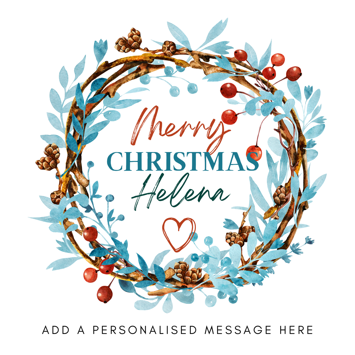 Winter Wreath Name Christmas Mug – original flat artwork