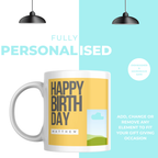 Yellow Birthday Photo Mug – personalisation information
