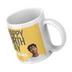 Yellow Birthday Photo Mug – angled view