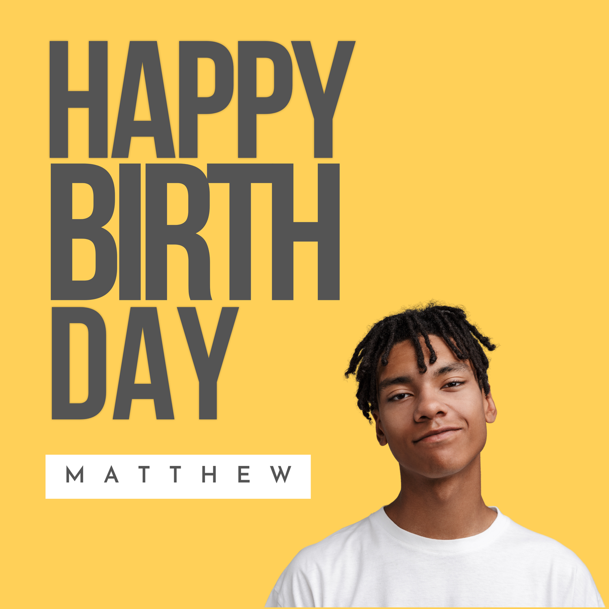 Yellow Birthday Photo Mug – flat artwork with example photo