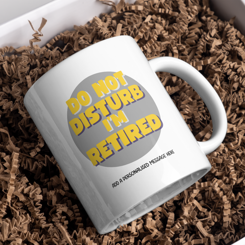 Yellow Do Not Disturb Retired Mug – gift presentation on paper packing