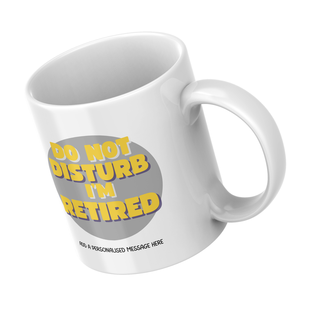 Yellow Do Not Disturb Retired Mug – angled view