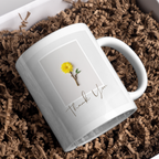 Yellow Flower Thank You Mug – gift presentation on paper packing
