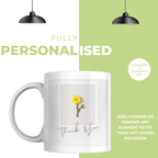 Yellow Flower Thank You Mug – personalisation information