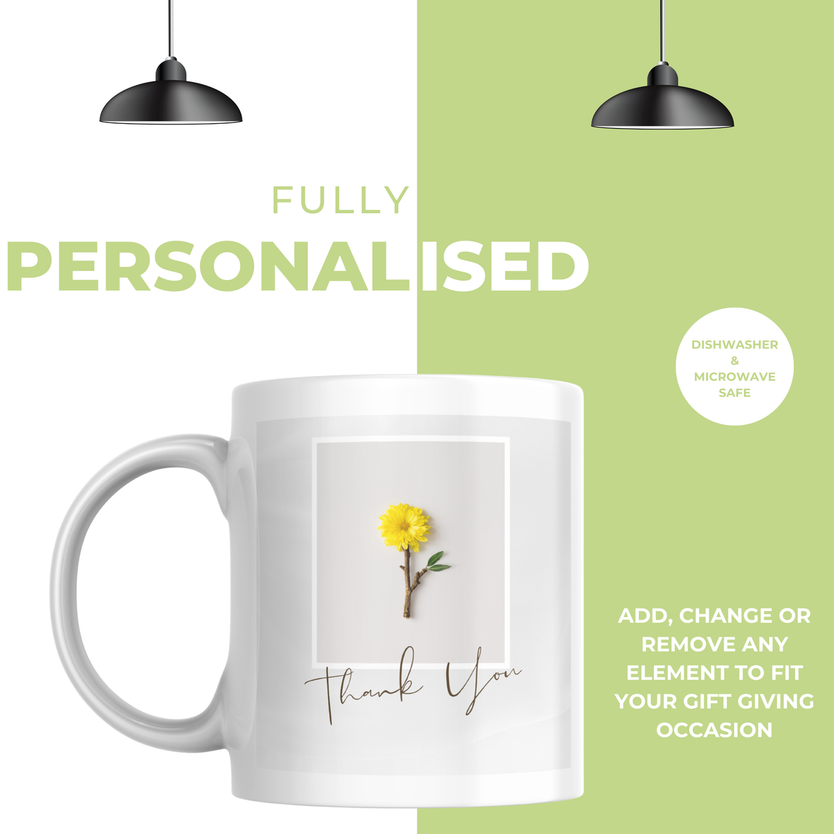 Yellow Flower Thank You Mug – personalisation information
