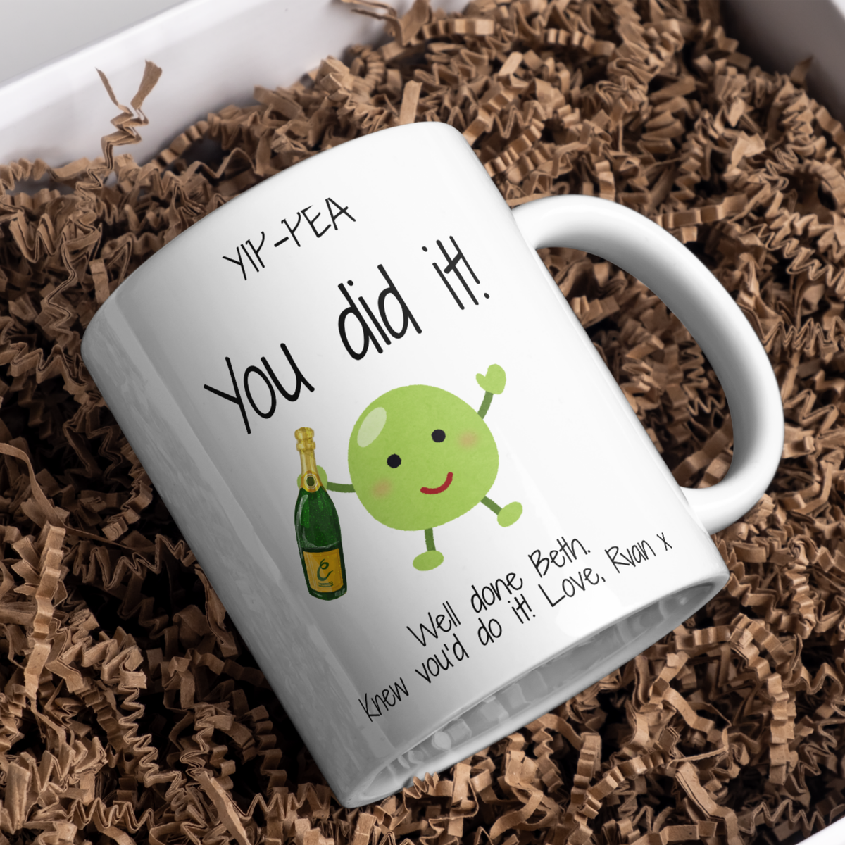 Yip-Pea You Did It Mug – gift presentation on paper packing