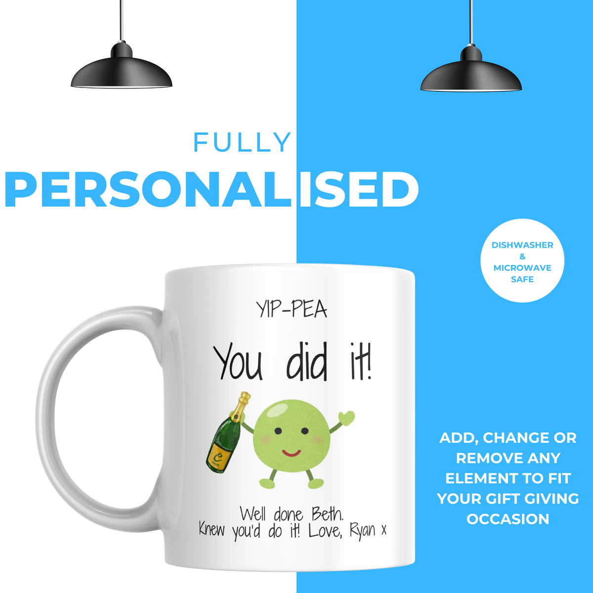 Yip-Pea You Did It Mug – personalisation information