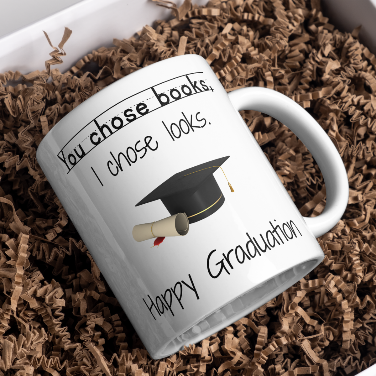 You Chose Books I Chose Looks Mug – gift presentation on paper packing