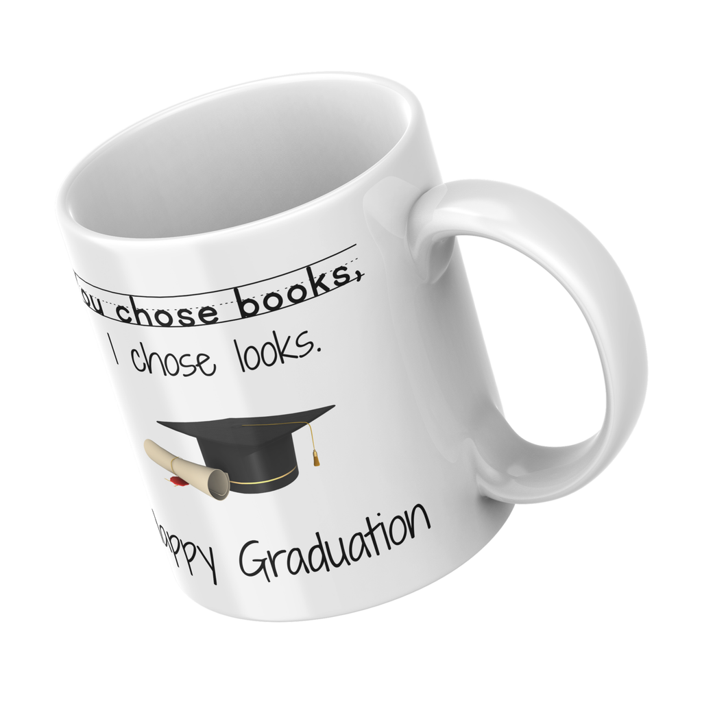 You Chose Books I Chose Looks Mug – angled view