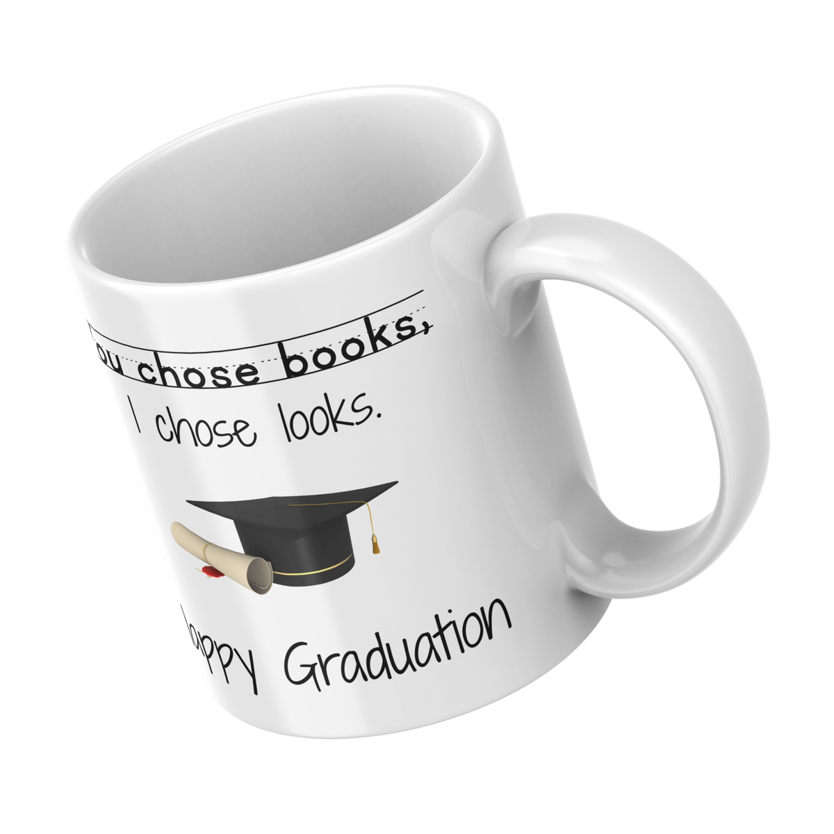 You Chose Books I Chose Looks Mug – angled view