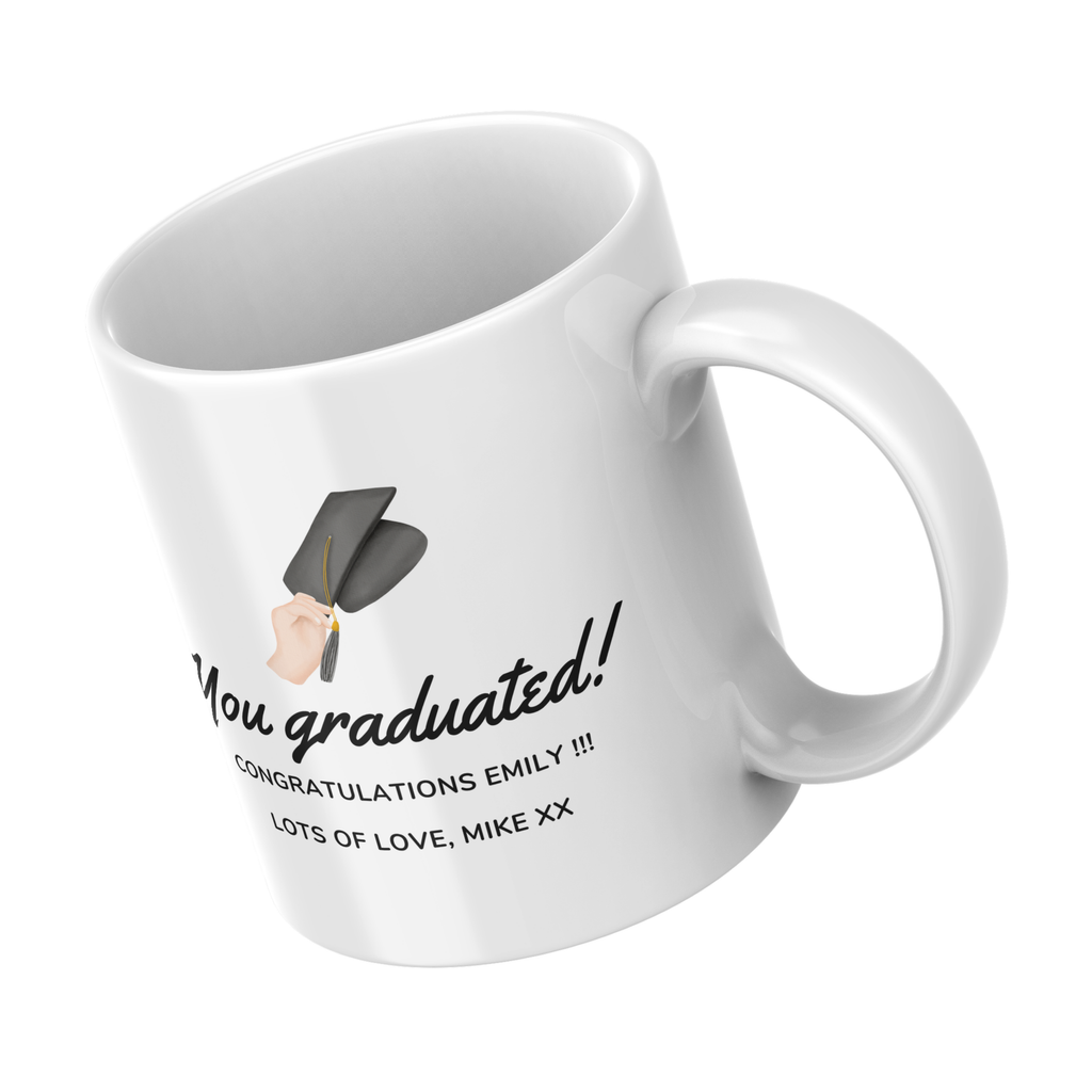You Graduated Mug – angled view