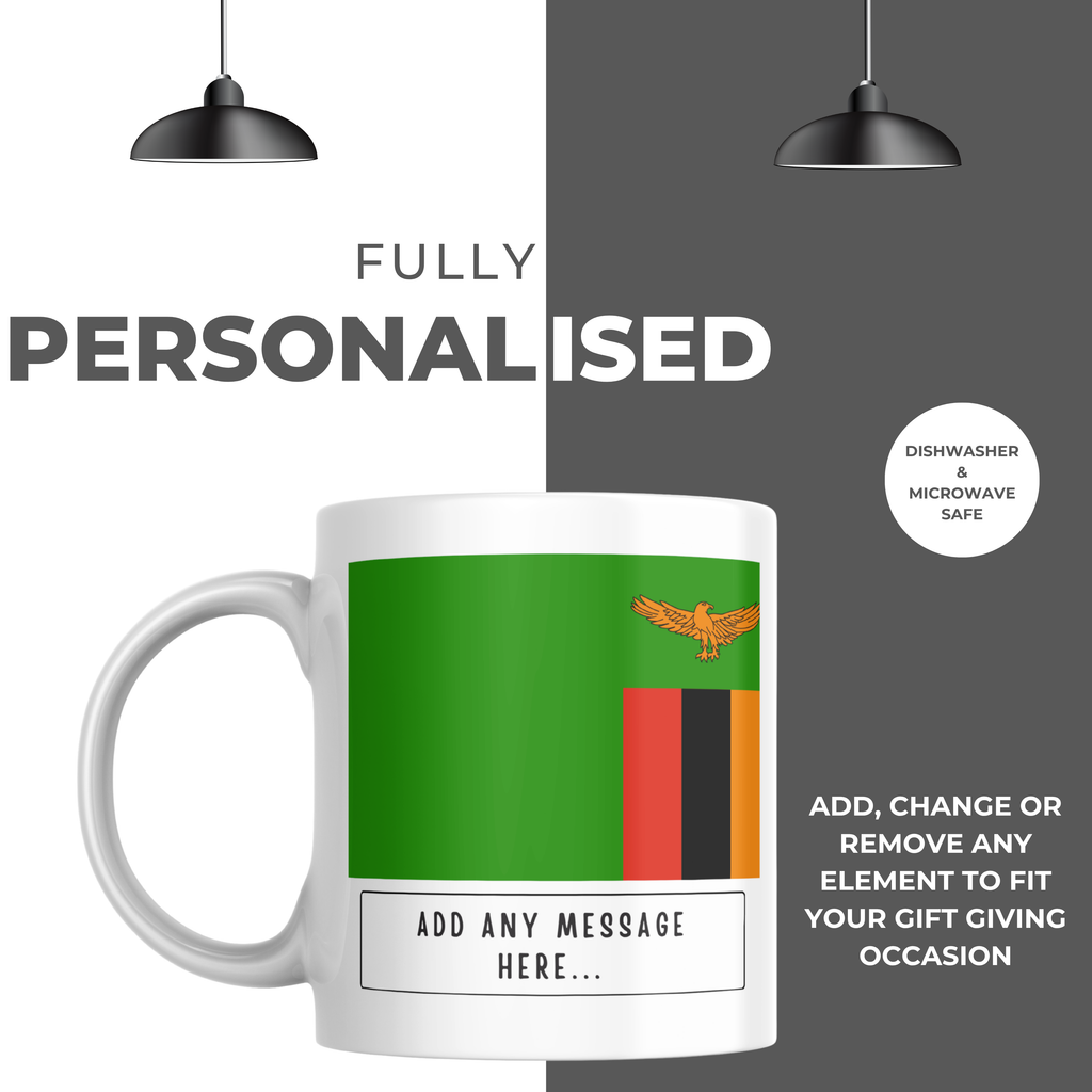 Personalised Zambia flag mug – personalisation and care information