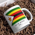 Personalised Zimbabwe flag mug – gift presentation on paper packing