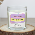 Personalised rude new home candle with address and key design