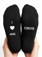 I Love You Forever Socks – Personalised Name Gift – close-up of the wording