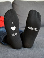 I Love You Forever Socks – Personalised Name Gift – sofa lifestyle view