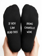 Bring Me Wine Socks – Personalised Wine Lover Gift – close-up of the wording