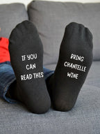 Bring Me Wine Socks – Personalised Wine Lover Gift – sofa lifestyle view