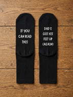 Dad’s Got His Feet Up Again Socks – Funny Gift for Dad – flat lay