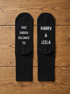 This Daddy Belongs To Socks – Personalised Gift for Dad – flat lay