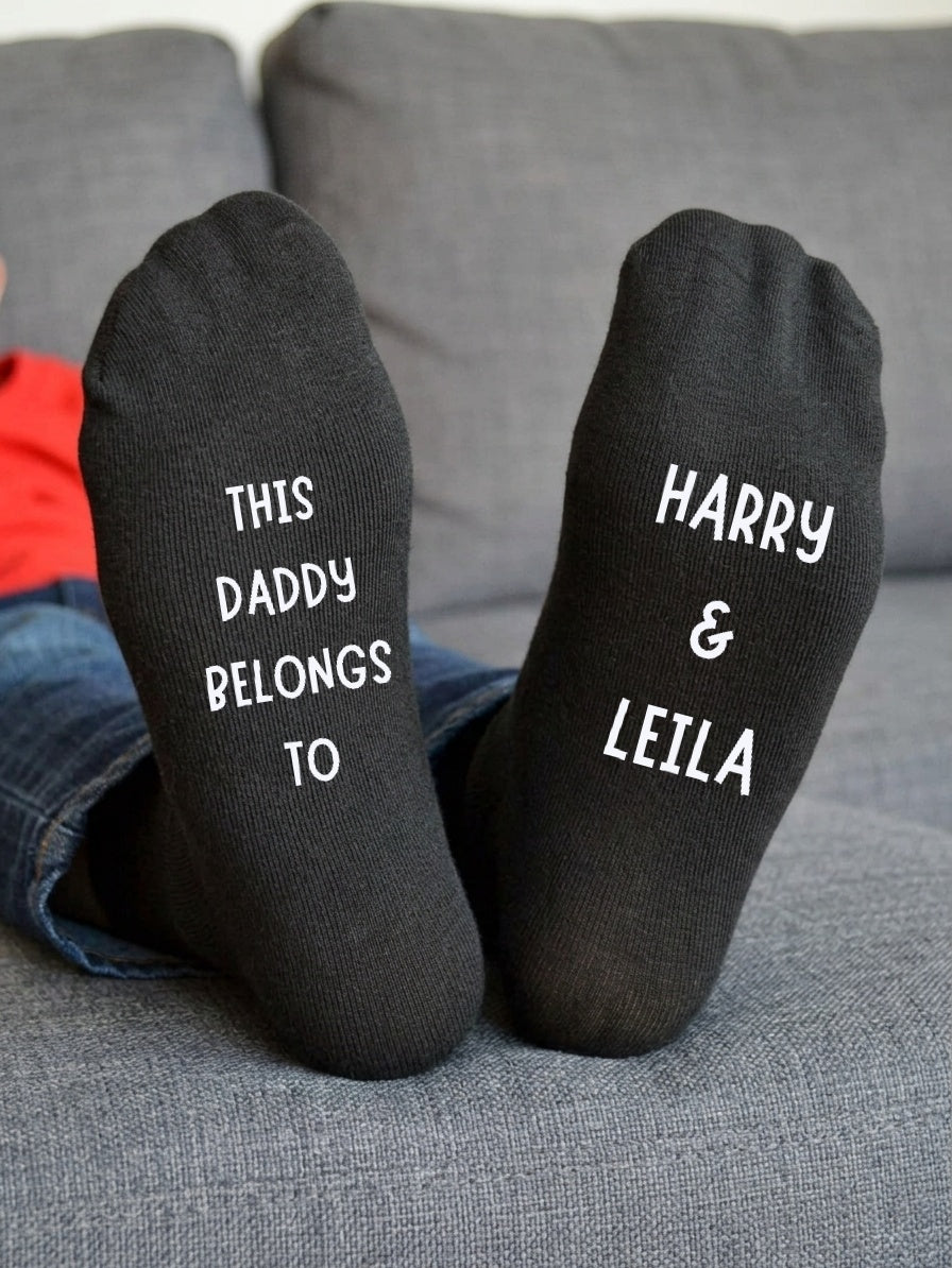 This Daddy Belongs To Socks – Personalised Gift for Dad – sofa lifestyle view