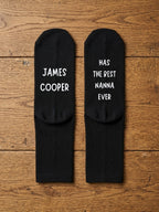 Has the Best Nanna Ever Socks – Personalised Name Gift – flat lay