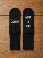 Ughhh What a Day Socks – Funny Custom Message Gift – flat lay