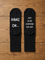 Let Me Overthink This Shit Socks – Funny Rude Gift – flat lay