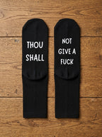 Thou Shall Not Give a Fuck Socks – Rude Message Gift – flat lay