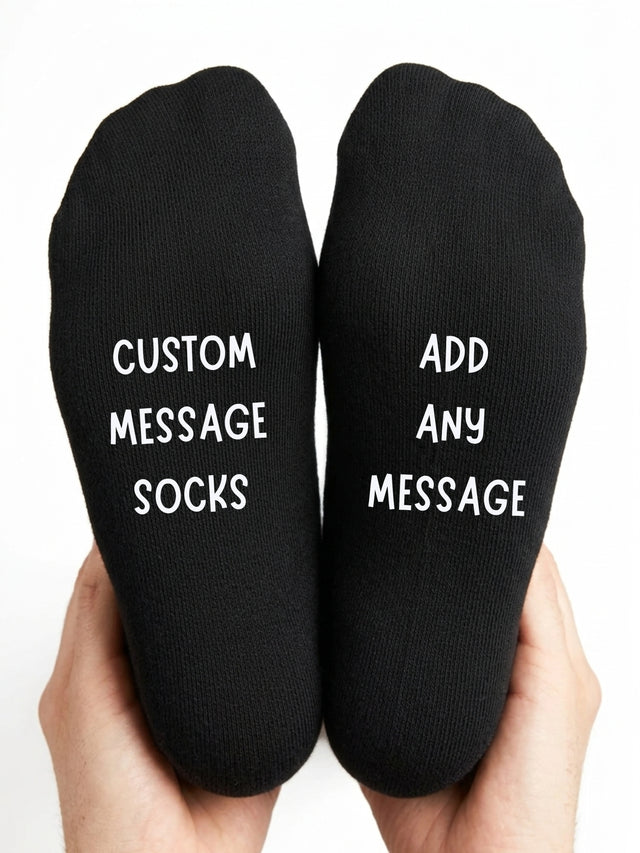 Personalised Custom Text Socks – Add Any Message — front view