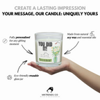 You Did It personalised new home candle label with flowers and custom message