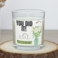 Personalised You Did It new home candle with flowers and house design