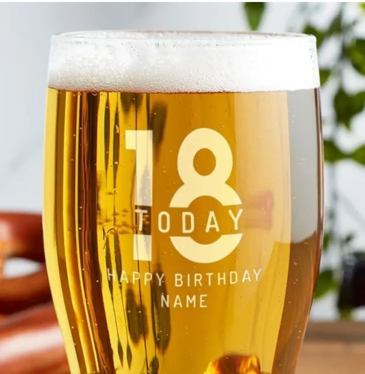 Custom Etched Personalised Birthday Pint Glass