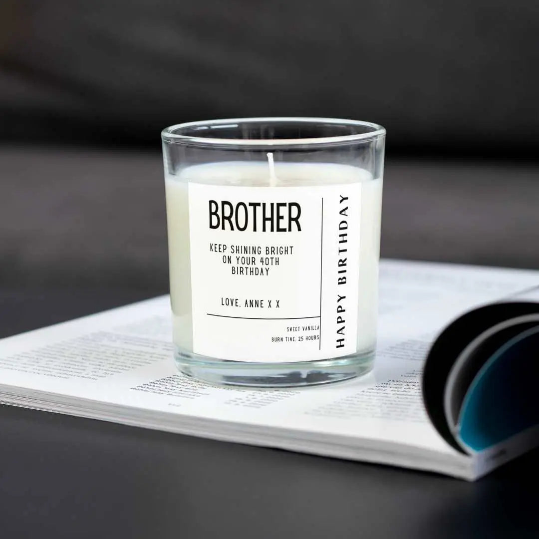 Happy Birthday Brother Personalised Candle | Birthday Gifts for Brother