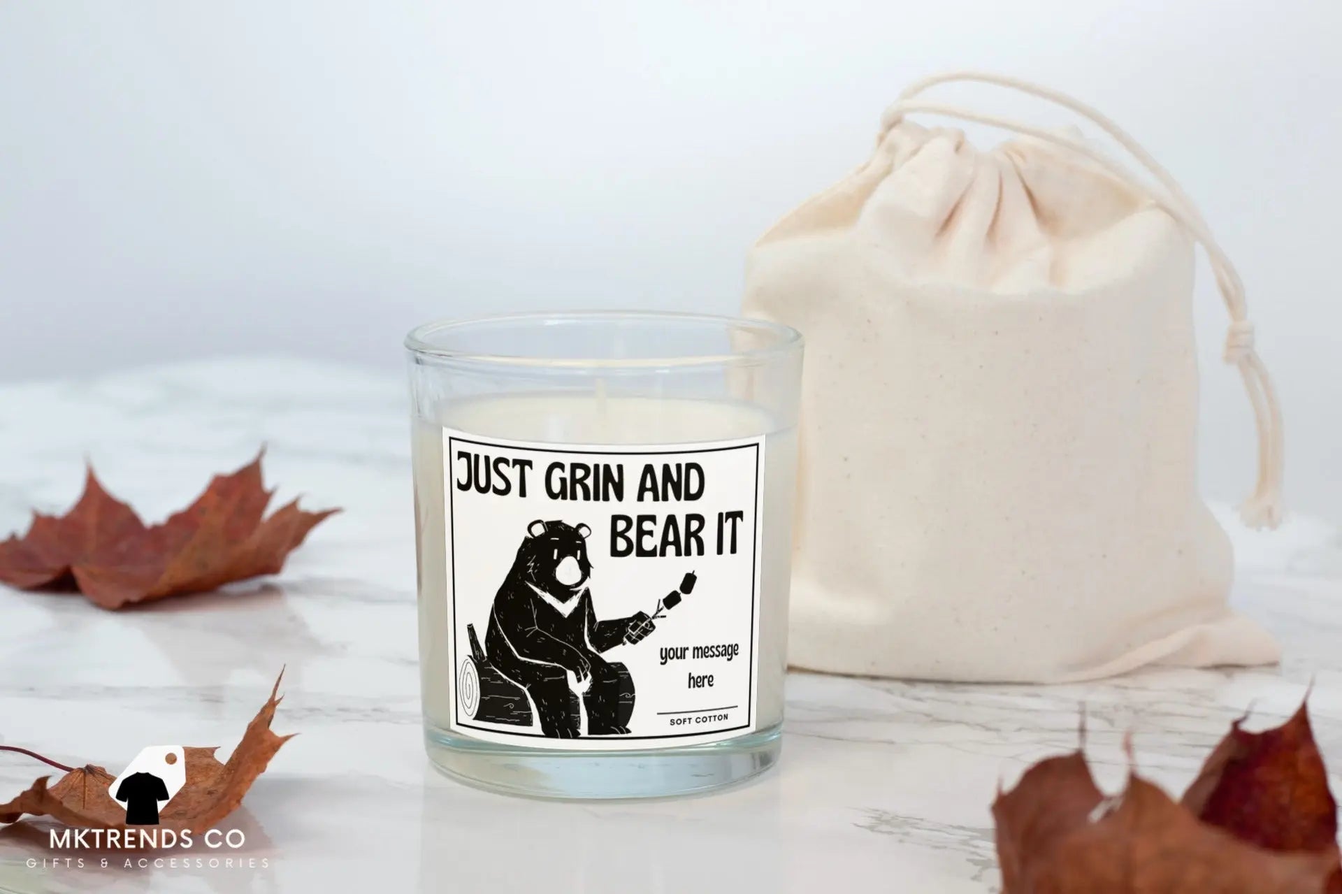 Just Grin And Bear It Personalised Candle | Funny Candle | Novelty Gift MKTrends Co