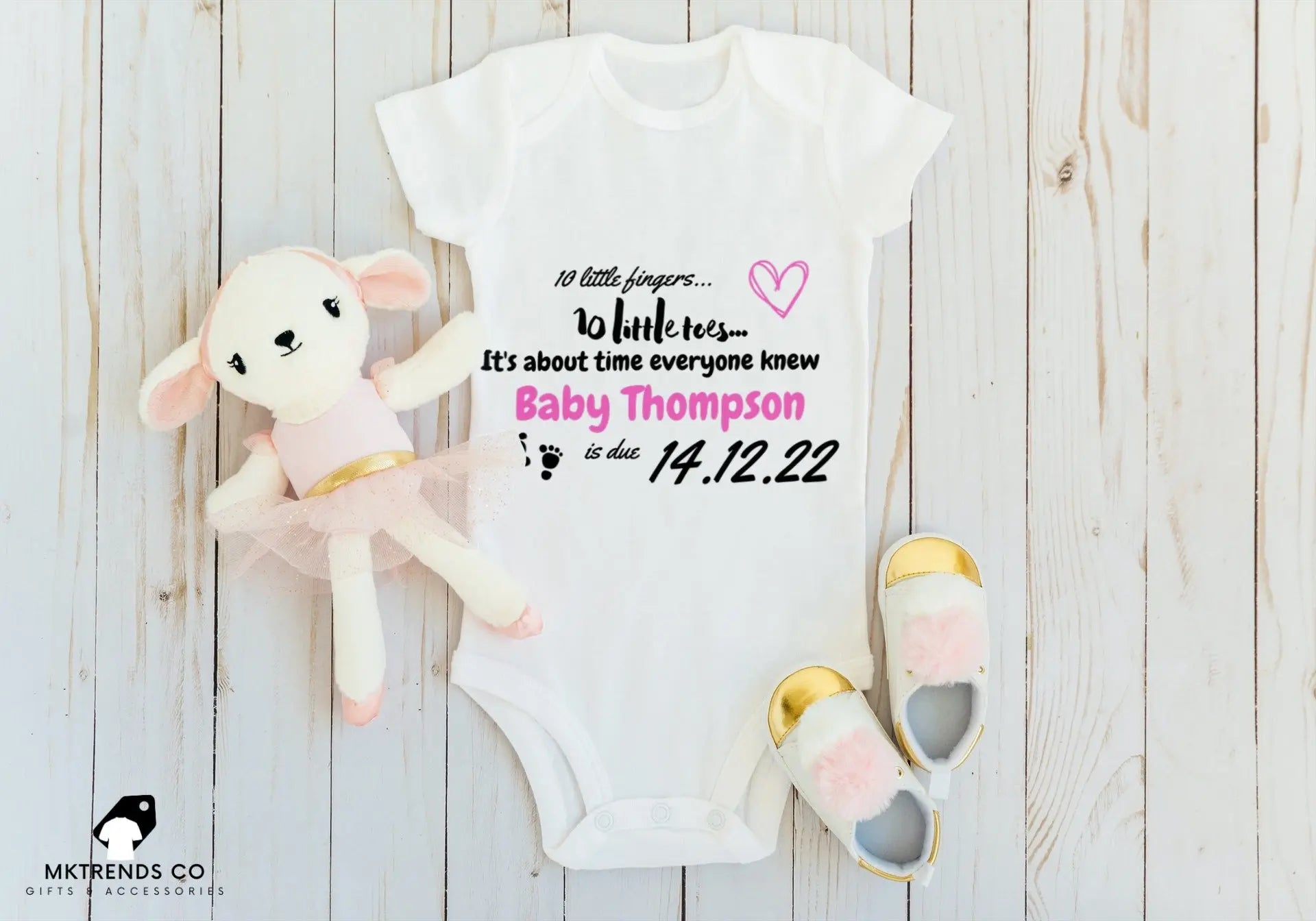 Little Fingers, Little Toes Announcement | Personalised Baby Grow MKTrends Co