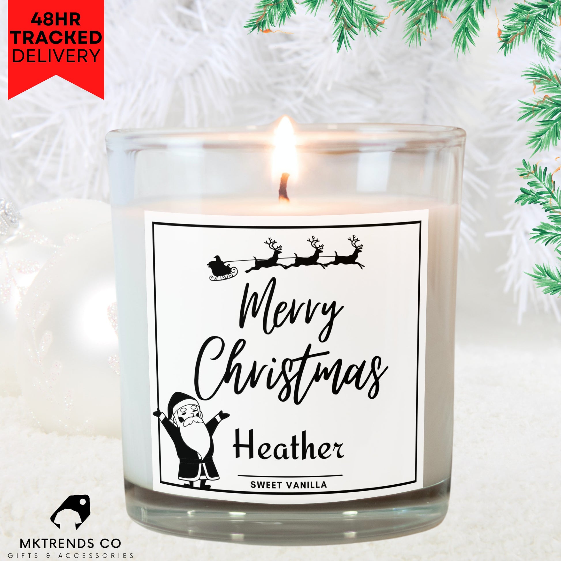 Merry Christmas Personalised Candle | Gifts for Christmas MKTrends Co