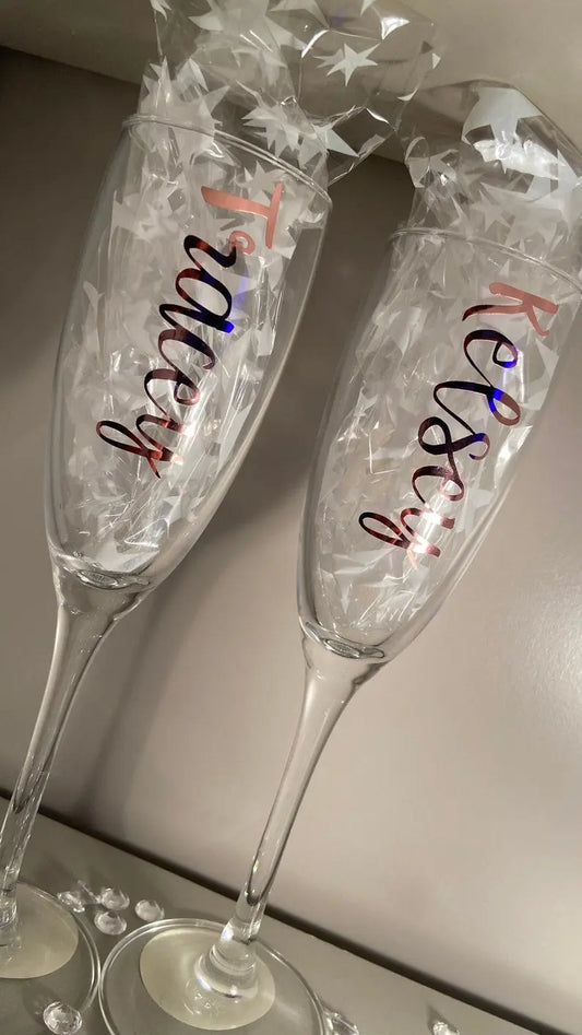 Personalised Any Name Champagne Flute Glass